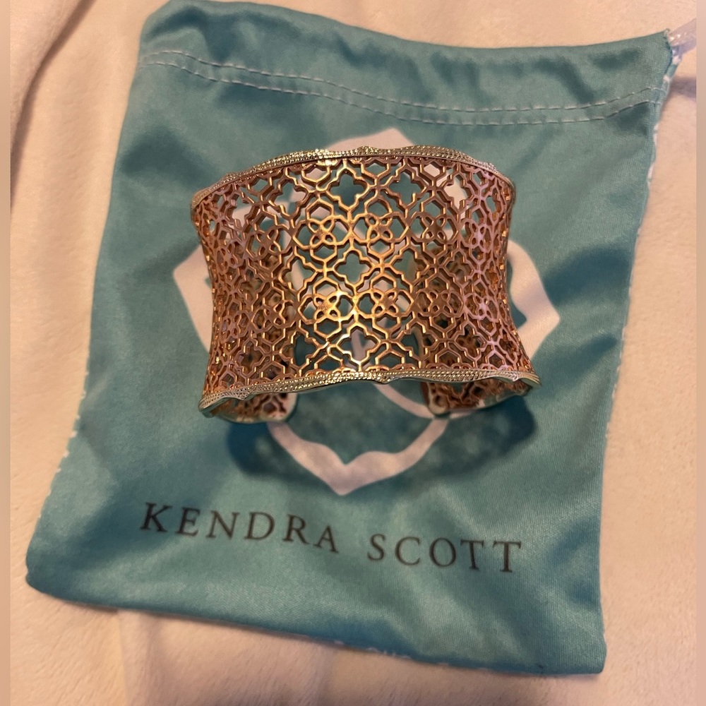 Kendra Scott Candice Gold Cuff Bracelet in Rose Gold Filigree Mix